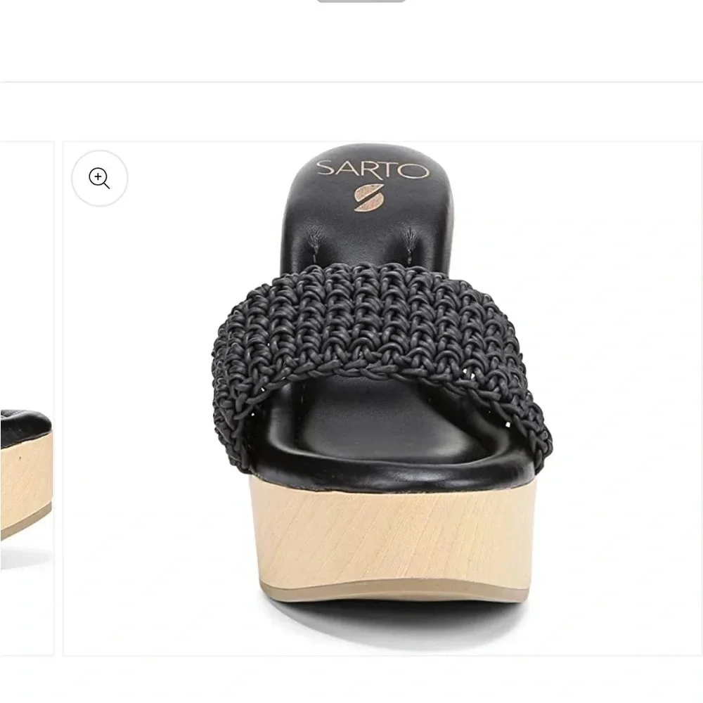 Franco Sarto Wendy Crochet Woven Leather Platform Heels Clogs NEW NWT​